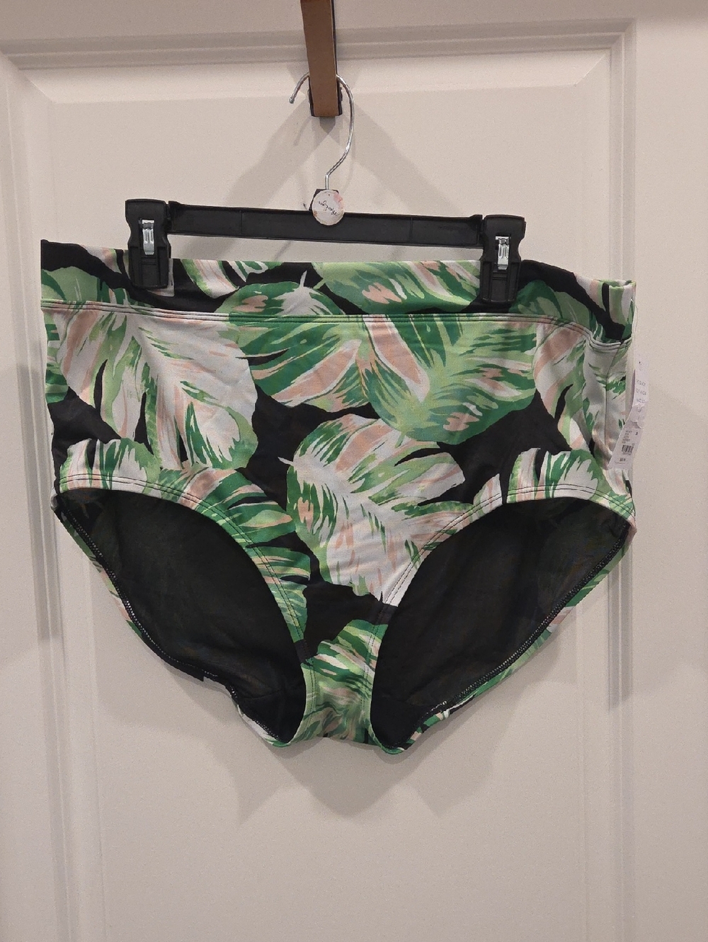 High-Waist Tropical Leaf Bikini Bottoms - Green